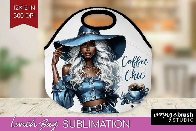 Coffee Girl Lunch Bag - Coffee Lover Lunch Bug PNG
