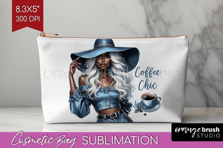 Coffee Girl Cosmetic Bag - Coffee Lover Makeup Bag PNG example image 1