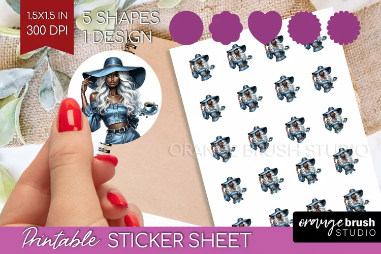Coffee Girl Round Sticker - Coffee Lover Printable Sticker