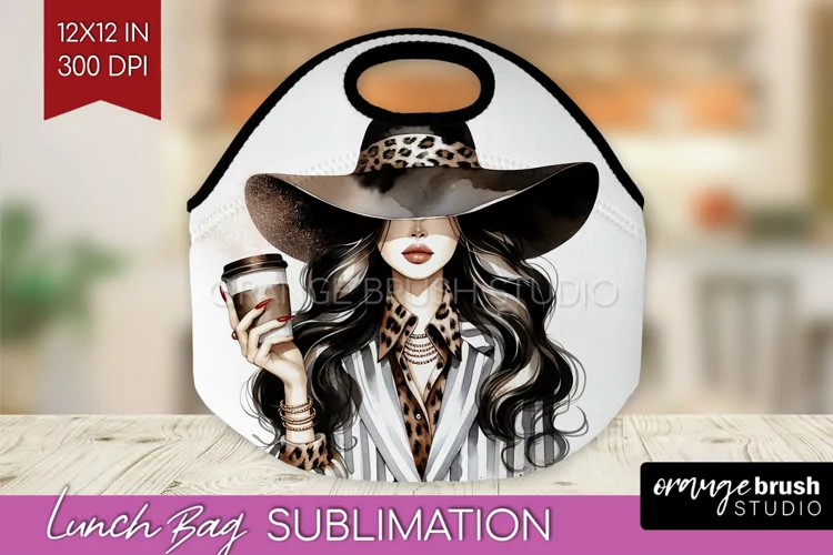 Coffee Girl Lunch Bag - Coffee Lover Lunch Bug PNG