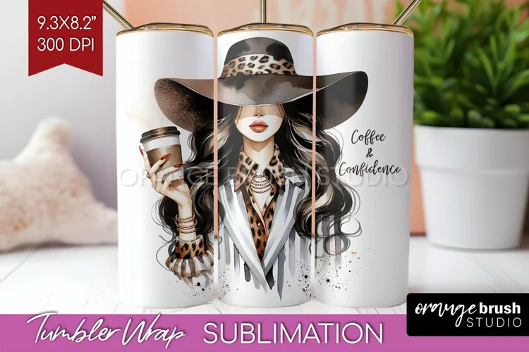Coffee Girl Tumbler Wrap - Coffee Lover Tumbler PNG