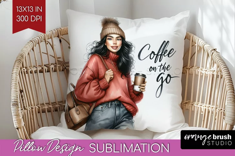 Coffee Girl Pillow Sublimation - Coffee Lover Pillow Cover