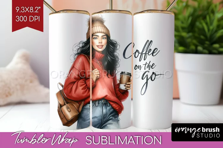 Coffee Girl Tumbler Wrap - Coffee Lover Tumbler PNG