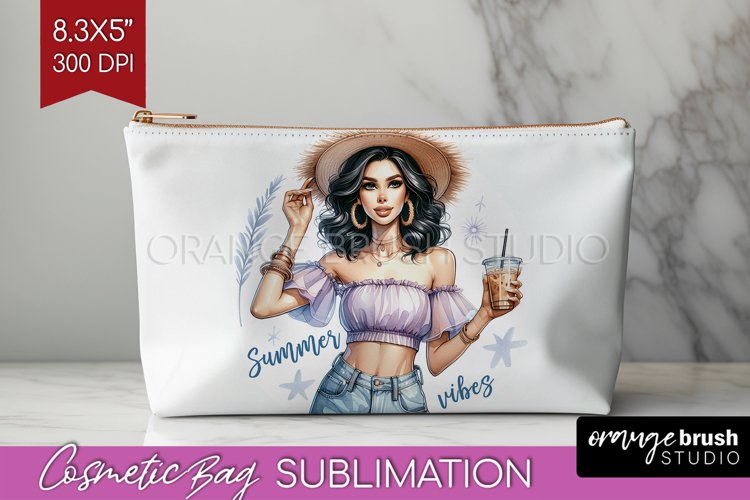 Coffee Girl Cosmetic Bag - Coffee Lover Makeup Bag PNG example image 1