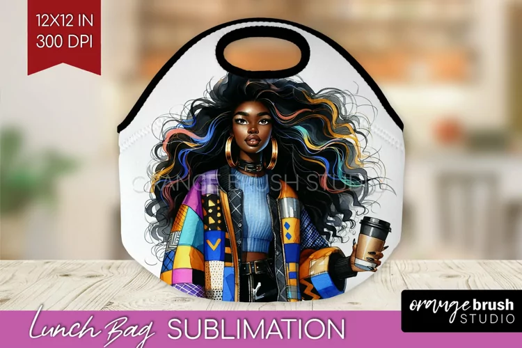 Coffee Girl Lunch Bag - Coffee Lover Lunch Bug PNG