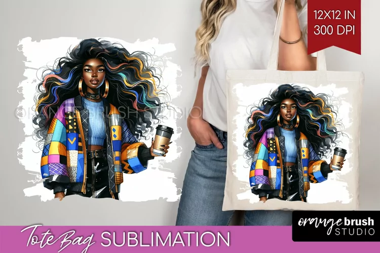 Coffee Girl Tote Bag - Coffee Lover Tote Bag PNG Sublimation