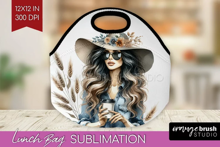 Coffee Girl Lunch Bag - Coffee Lover Lunch Bug PNG