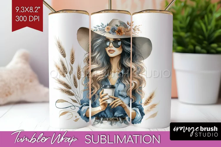 Coffee Girl Tumbler Wrap - Coffee Lover Tumbler PNG