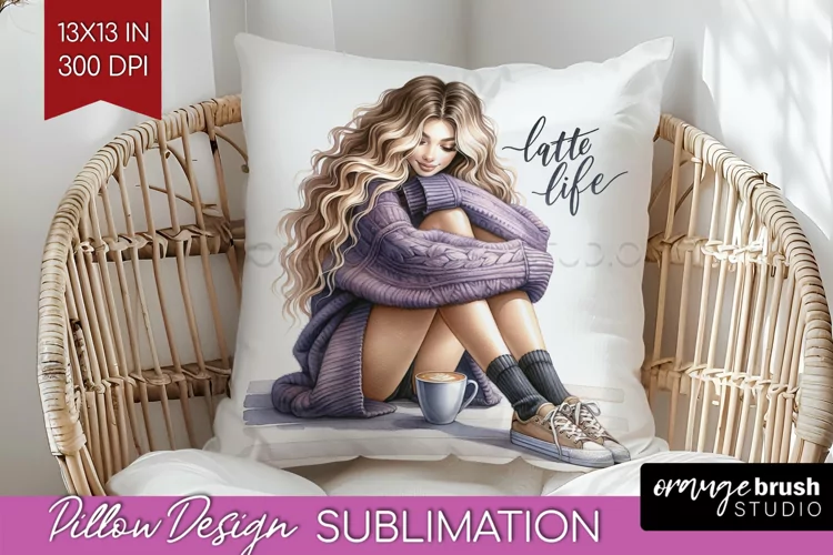 Coffee Girl Pillow Sublimation - Coffee Lover Pillow Cover