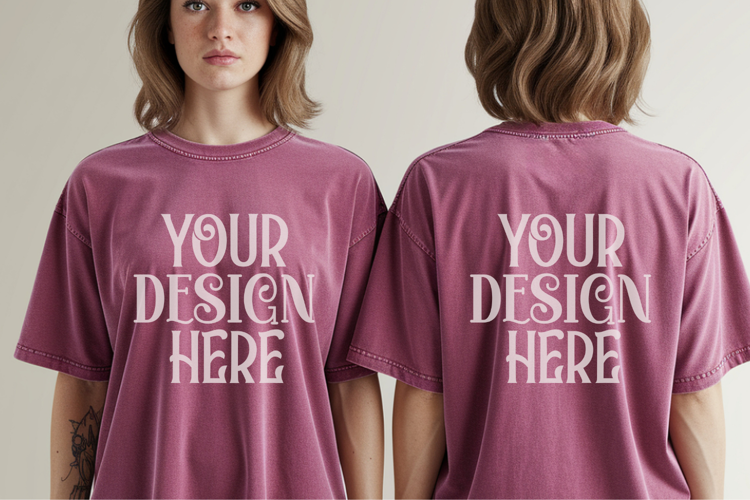 Comfort Colors 1717 Berry Front & back T shirt mockups