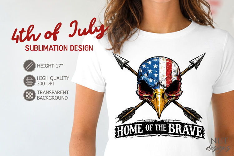 Grunge Patriotic 4th of July sublimation Home Of The Brave