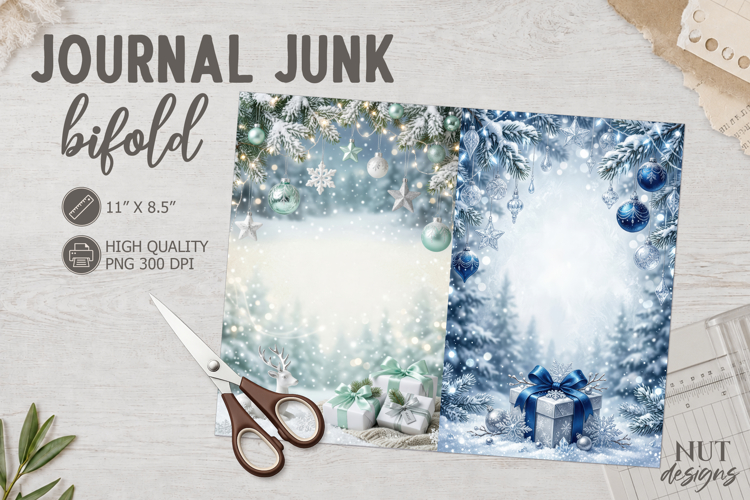 Blue Christmas Journal Junk Bifold winter scrapbook