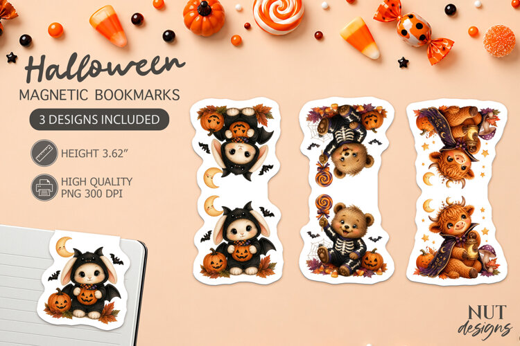 Halloween Baby Animal Magnetic Bookmarks example image 1