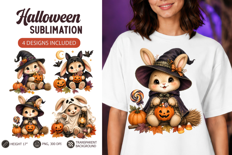 Halloween Witch Bunny Sublimation Baby animals