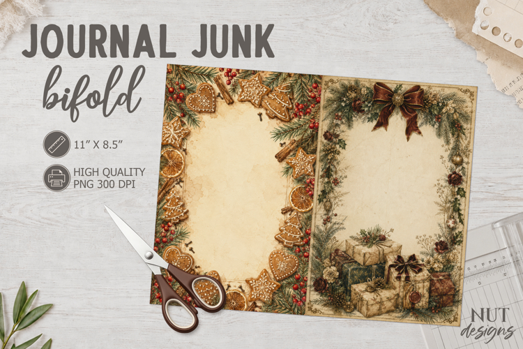 Vintage Christmas Journal junk Christmas Cookies Gift boxes example image 1