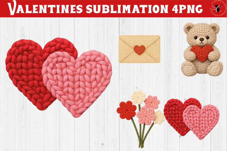Crochet Valentines Day sublimation | Knitted love characters