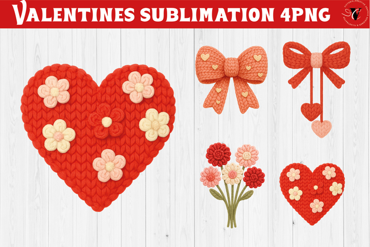 Crochet Valentines Day sublimation | Knitted love characters
