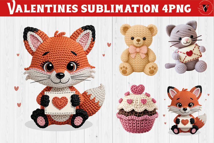 Crochet Valentines Day sublimation | Knitted love characters