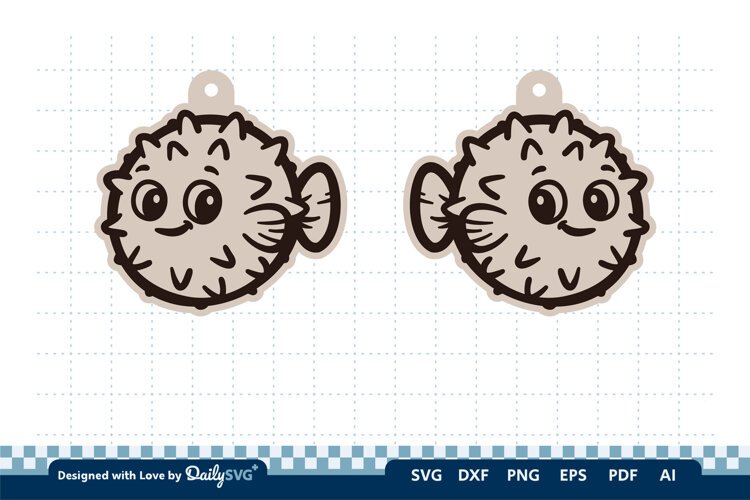 Cute Ocean Animal Earring SVG | Kawaii Sea Life example image 1