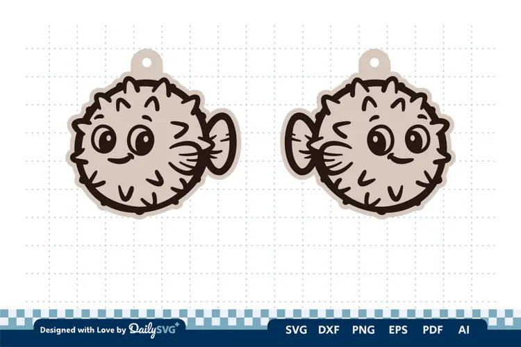 Cute Ocean Animal Earring SVG | Kawaii Sea Life