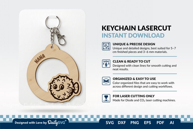 Cute Ocean Animal Keychain SVG | Kawaii Sea Life example image 1