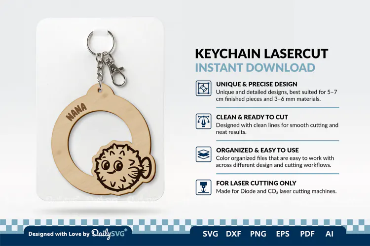 Cute Ocean Animal Keychain SVG | Kawaii Sea Life