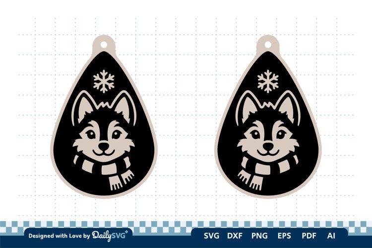 Cute Winter Animal Earring SVG | Laser Cut Jewelry example image 1