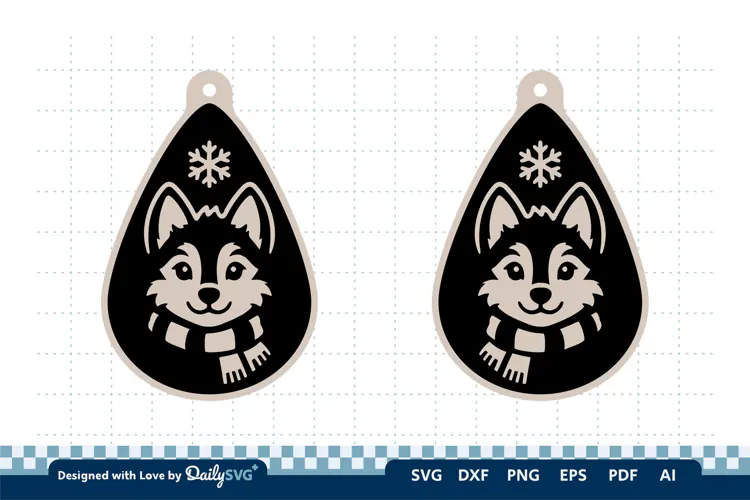 Cute Winter Animal Earring SVG | Laser Cut Jewelry