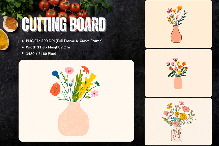 Flower Cutting Board Kitchen Chopping Board Sublimation_1