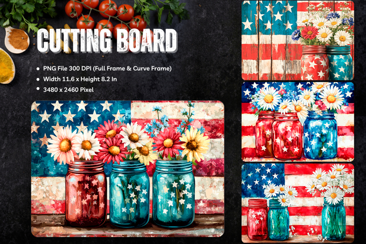 Patriotic Cutting Board USA Flag 4 of July Chopping Board_10