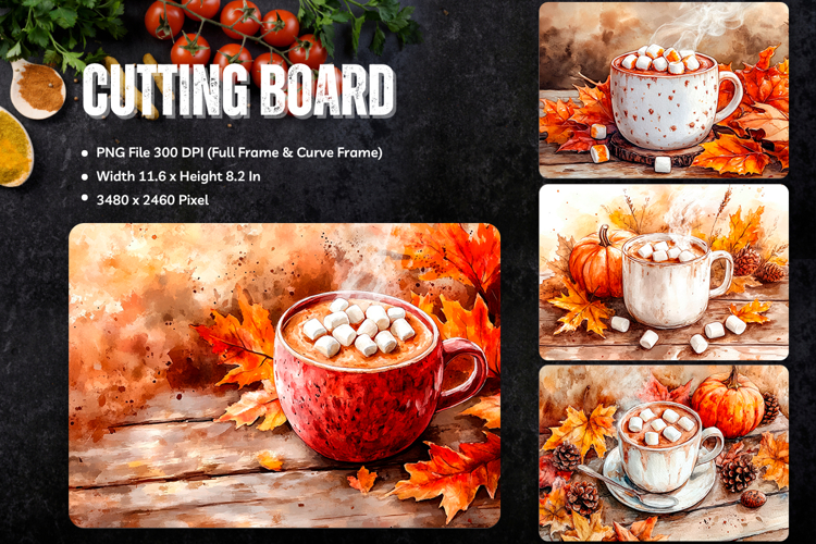 Tea Time Cutting Board Morning Coffee Chopping Board_105