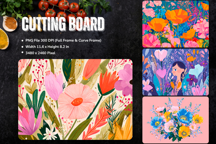 Flower Cutting Board Kitchen Chopping Board Sublimation_106