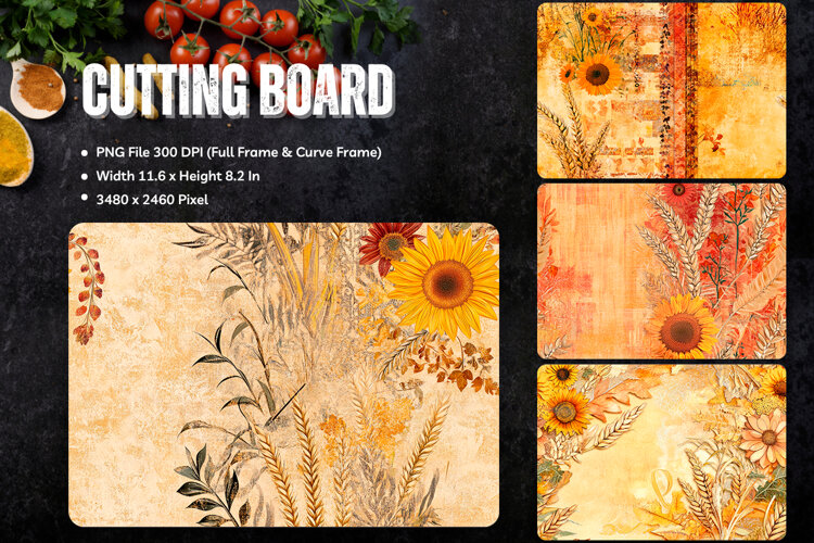 Sunflower Cutting Board Kitchen Chopping Board Sublimation example image 1