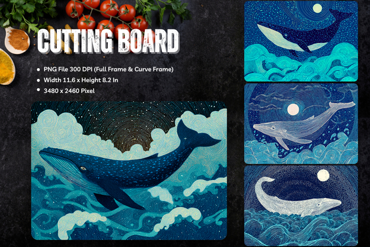 Sea Cutting Board Blue Ocean Chopping Board Sublimation_113