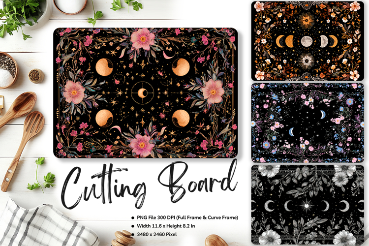 Moon Night Cutting Board Mystic Celestial Chopping Board_12