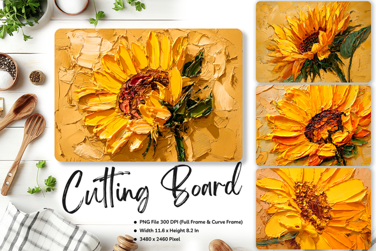 Sunflower Cutting Board Kitchen Chopping Board Sublimation example image 1