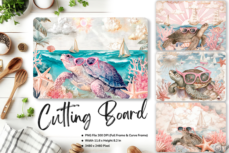 Turtle Cutting Board Blue Ocean Chopping Board Sublimation