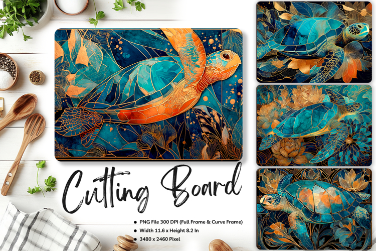 Turtle Cutting Board Blue Ocean Chopping Board Sublimation