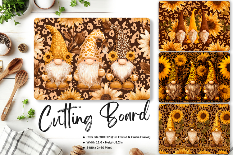 Gnome Sunflower Cutting Board Kitchen Chopping Board_13