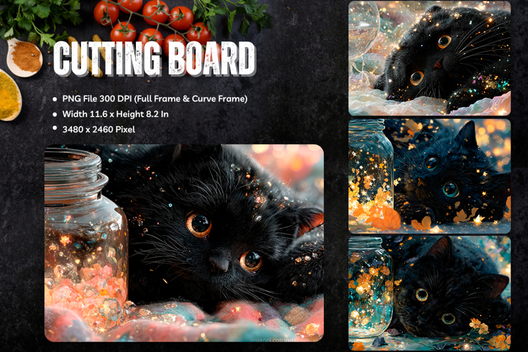 Cat Cutting Board Cat Flower Pet Animal Chopping Board_130
