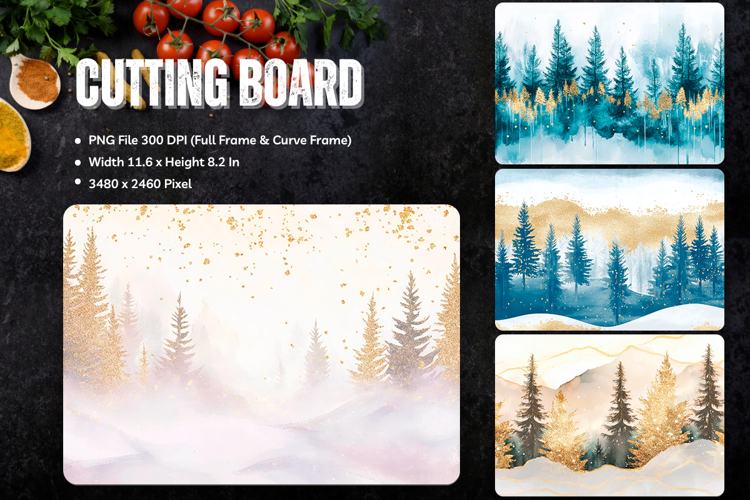 Pine Tree Cutting Board Christmas Forest Chopping Board_132