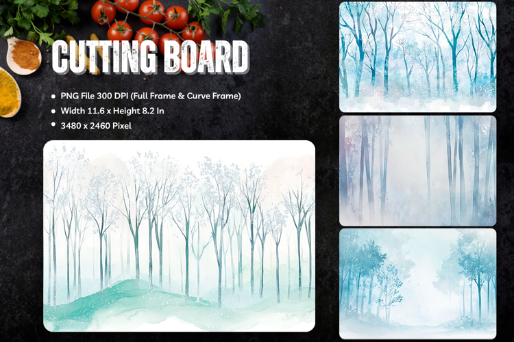Pine Tree Cutting Board Christmas Forest Chopping Board_133