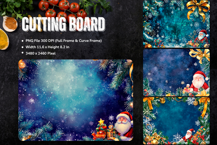 Christmas Cutting Board Winter Snow Ornament Chopping Board4