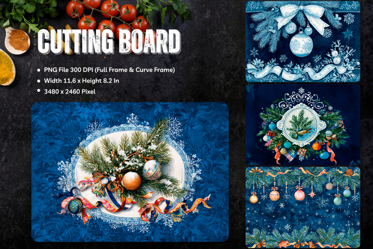 Christmas Cutting Board Winter Snow Ornament Chopping Board5