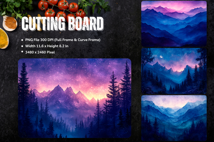 Moon Night Cutting Board Mystic Celestial Chopping Board_144