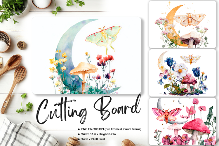 Butterfly Cutting Board Kitchen Mushroom Magic Moon Chopping