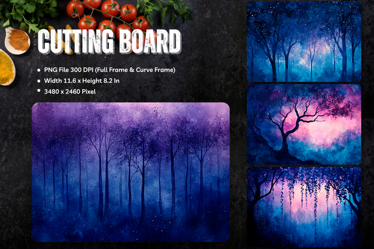 Pine Tree Cutting Board Christmas Forest Chopping Board_146