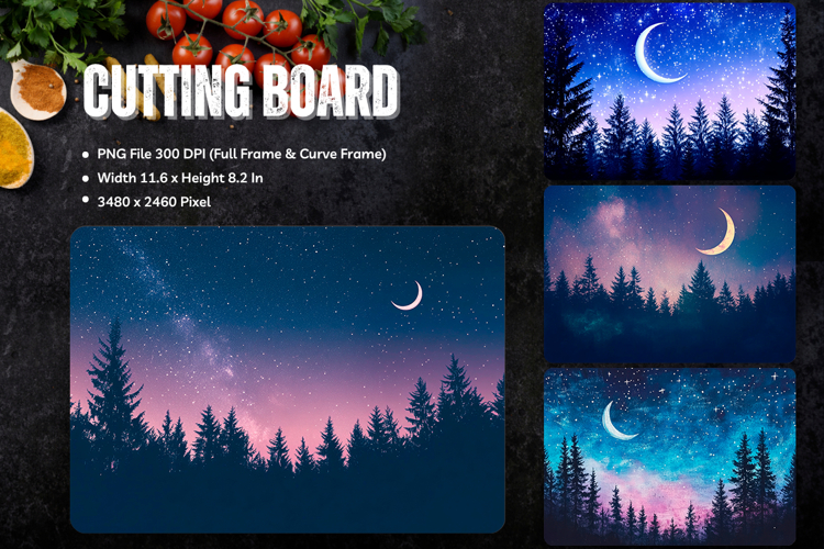 Moon Night Cutting Board Mystic Celestial Chopping Board_16