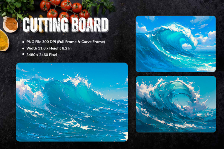 Sea Cutting Board Blue Ocean Chopping Board Sublimation_155