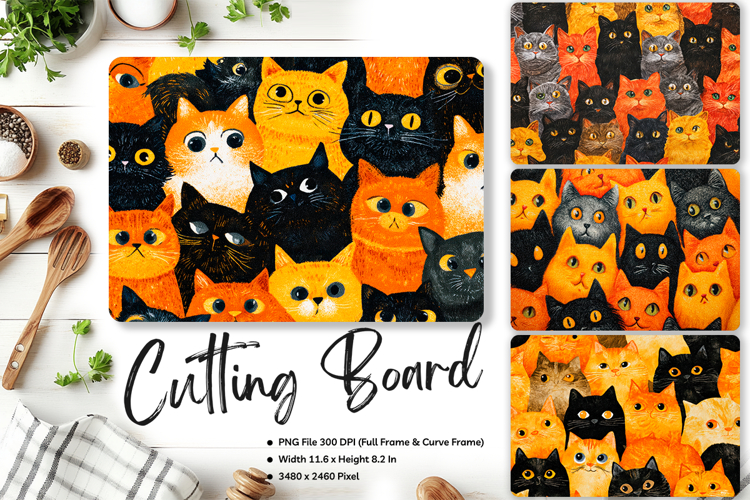 Cat Cutting Board Cat Flower Pet Animal Chopping Board_163